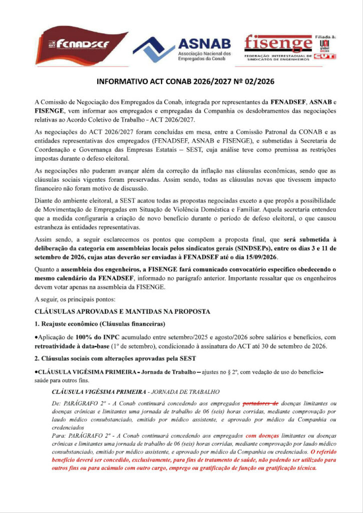 INFORMATIVO ACT CONAB 2026/2027 Nº 02/2026